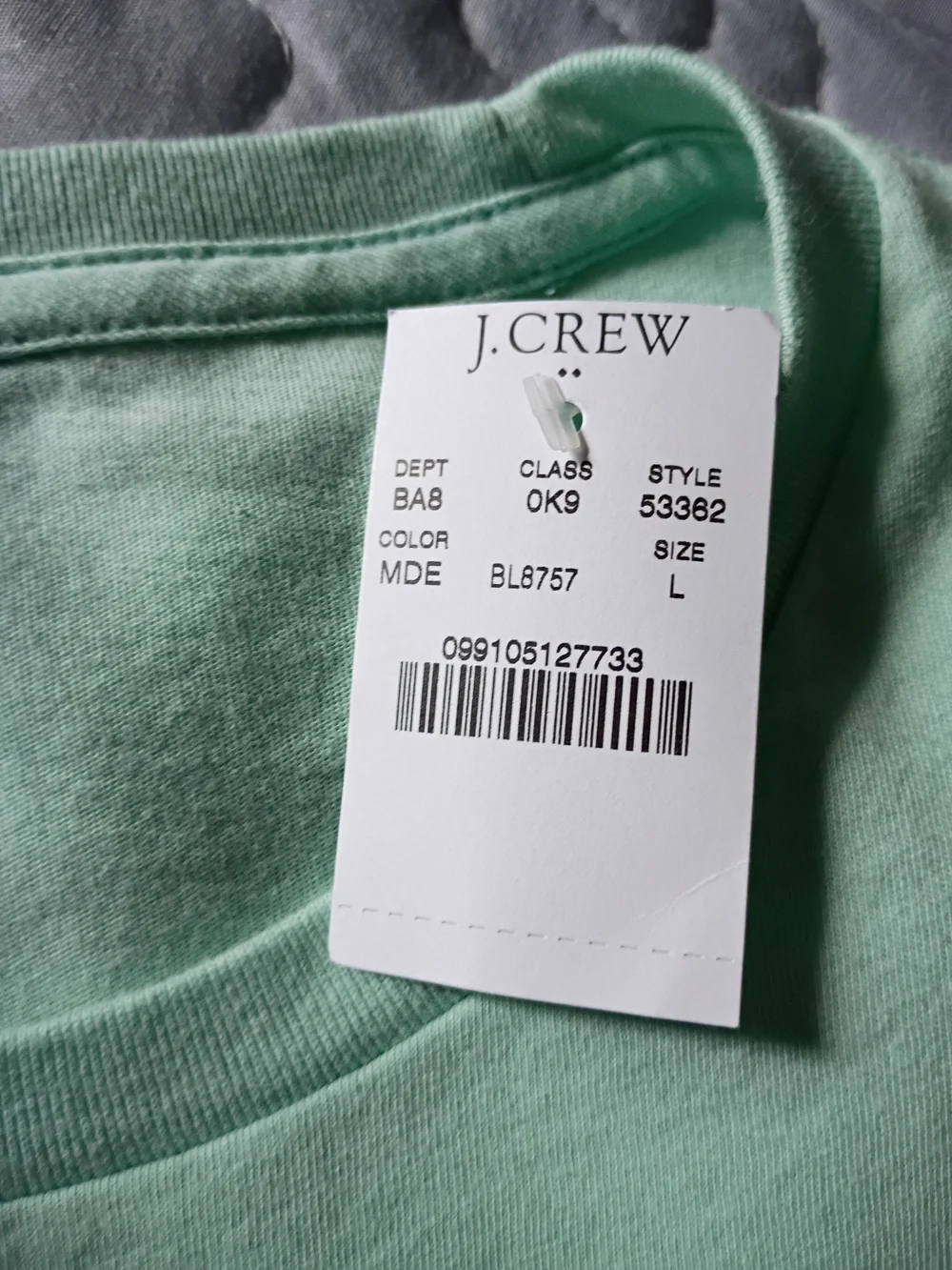 Essential J Crew Crew Neck T-Shirt - Mint Green.  New With Tags